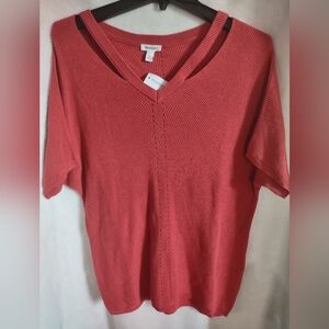Westport Rust Color Knit V-Neck Sweater